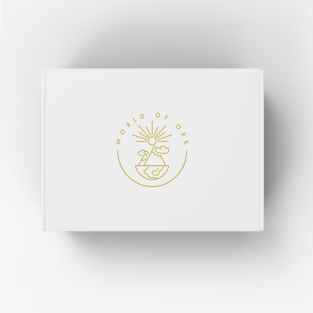White box with gold World of Ore logo on a light gray background